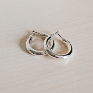 Thick silver hoop earrings